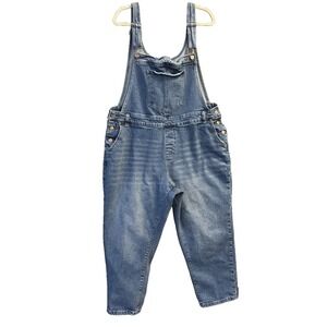 Merri Skye Blue Denim Medium Wash Distressed Cotton Spandex Overalls Size 18